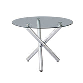 The Velets 36 Inches Luna Round Glass Top with Sturdy Chrome Legs